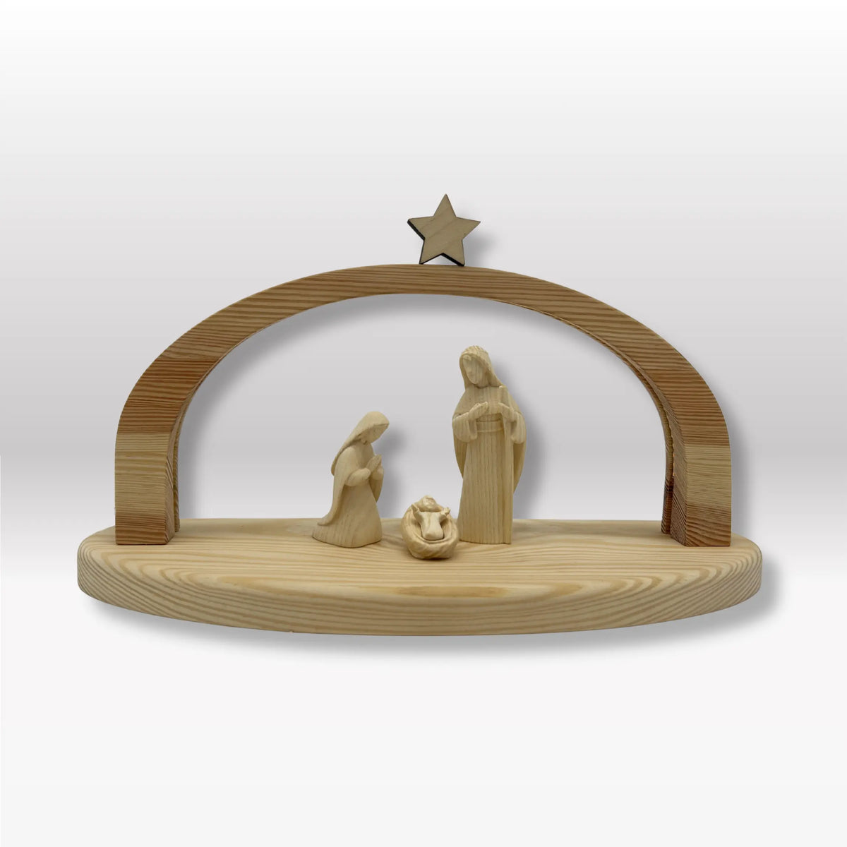 Heilige Familie (3 Figuren) von Akantus natur mit Stall "Arcus"