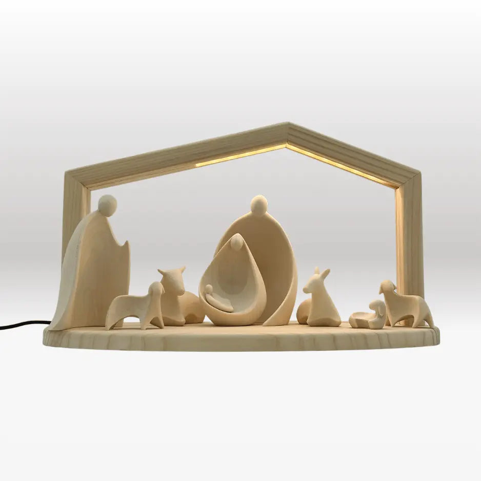 Krippenfiguren Set (8 Figuren) von Ambiente Design mit Stall "Akantus design" natur