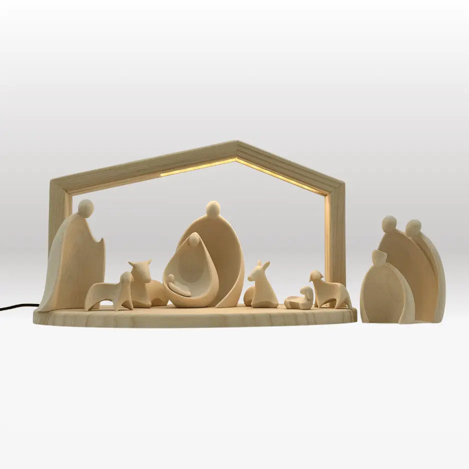 Krippenfiguren Set (10 Figuren) von Ambiente Design mit Stall "Akantus design" natur