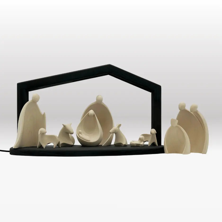Krippenfiguren Set (10 Figuren) von Ambiente Design mit Stall "Akantus Design" stone