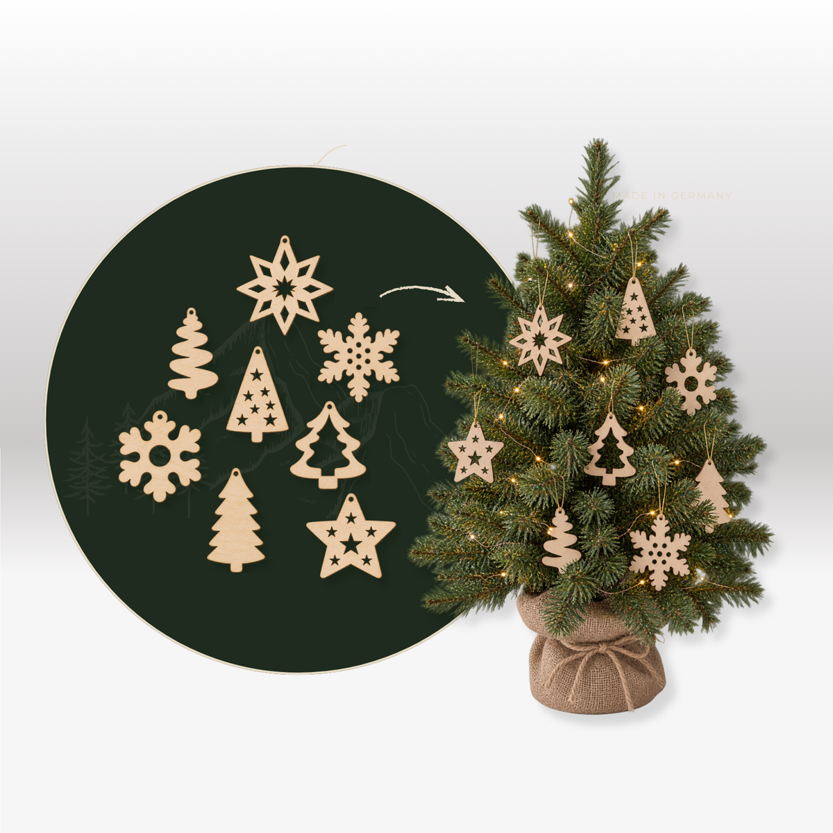Holzschmuck natur (8 Anhänger)