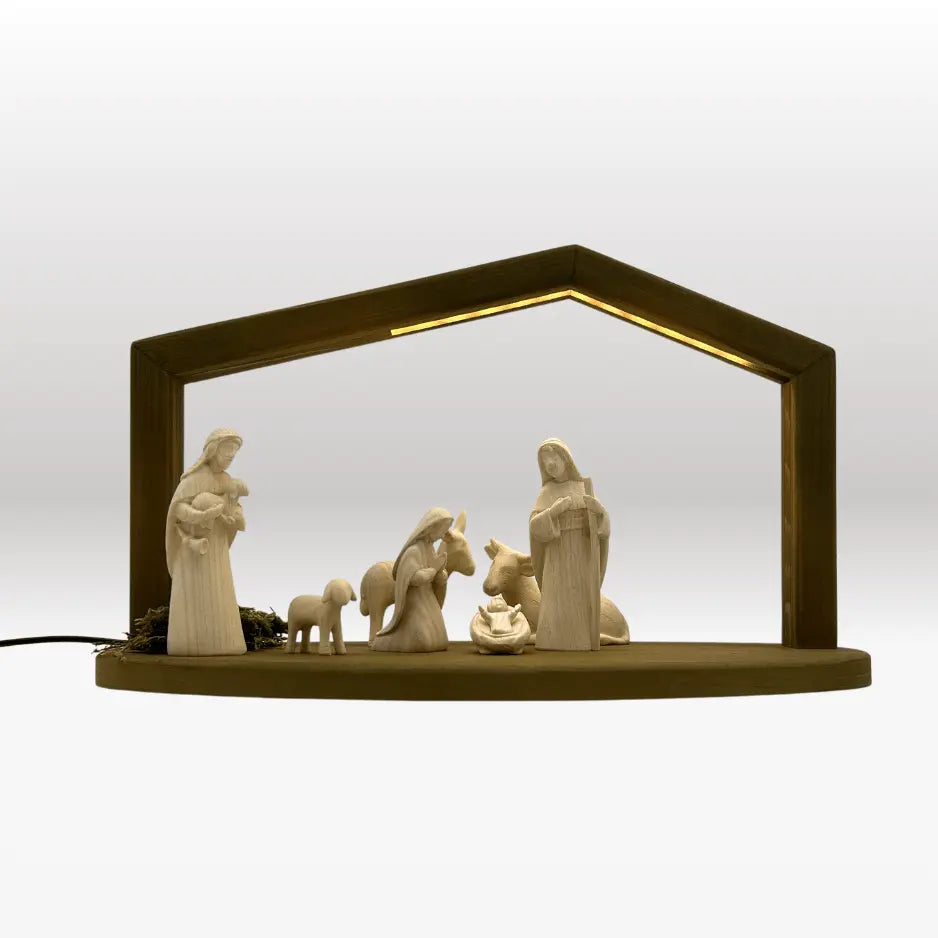 Krippenfiguren Set (7 Figuren) von Akantus natur mit Stall "Akantus Design" brown