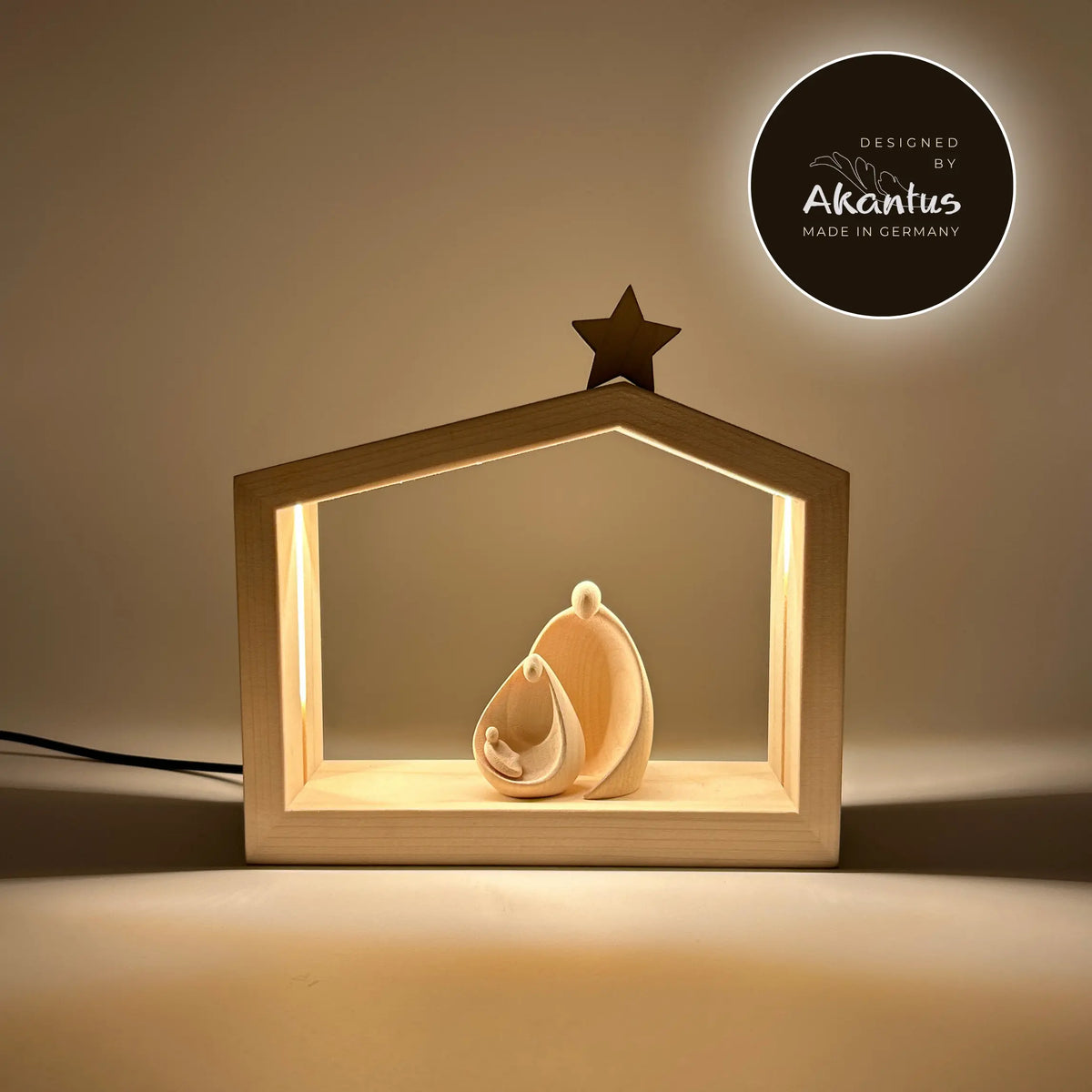 Heilige Familie (2 Figuren) von Ambiente Design natur mit Familienhaus "Akantus Design" Fichte natur