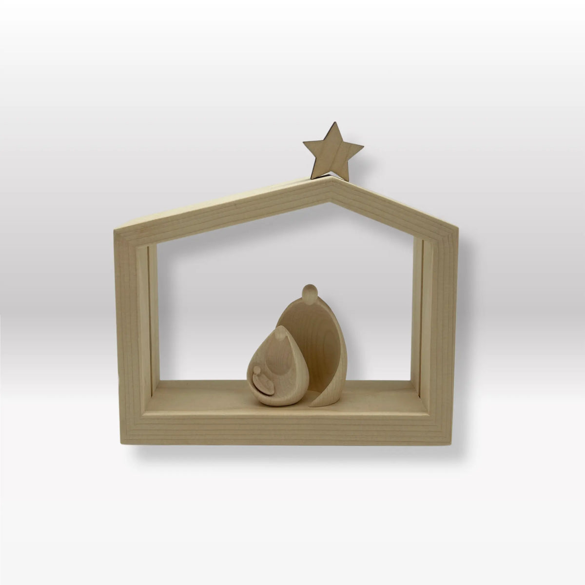 Heilige Familie (2 Figuren) von Ambiente Design natur mit Familienhaus "Akantus Design" Fichte natur