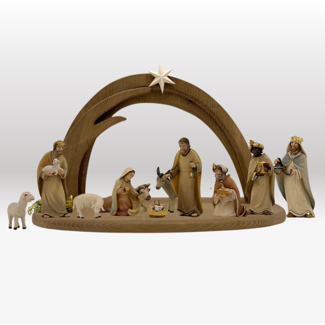 Krippenfiguren Set Artis mit Moderner Stall Leonardo 11 Figuren
