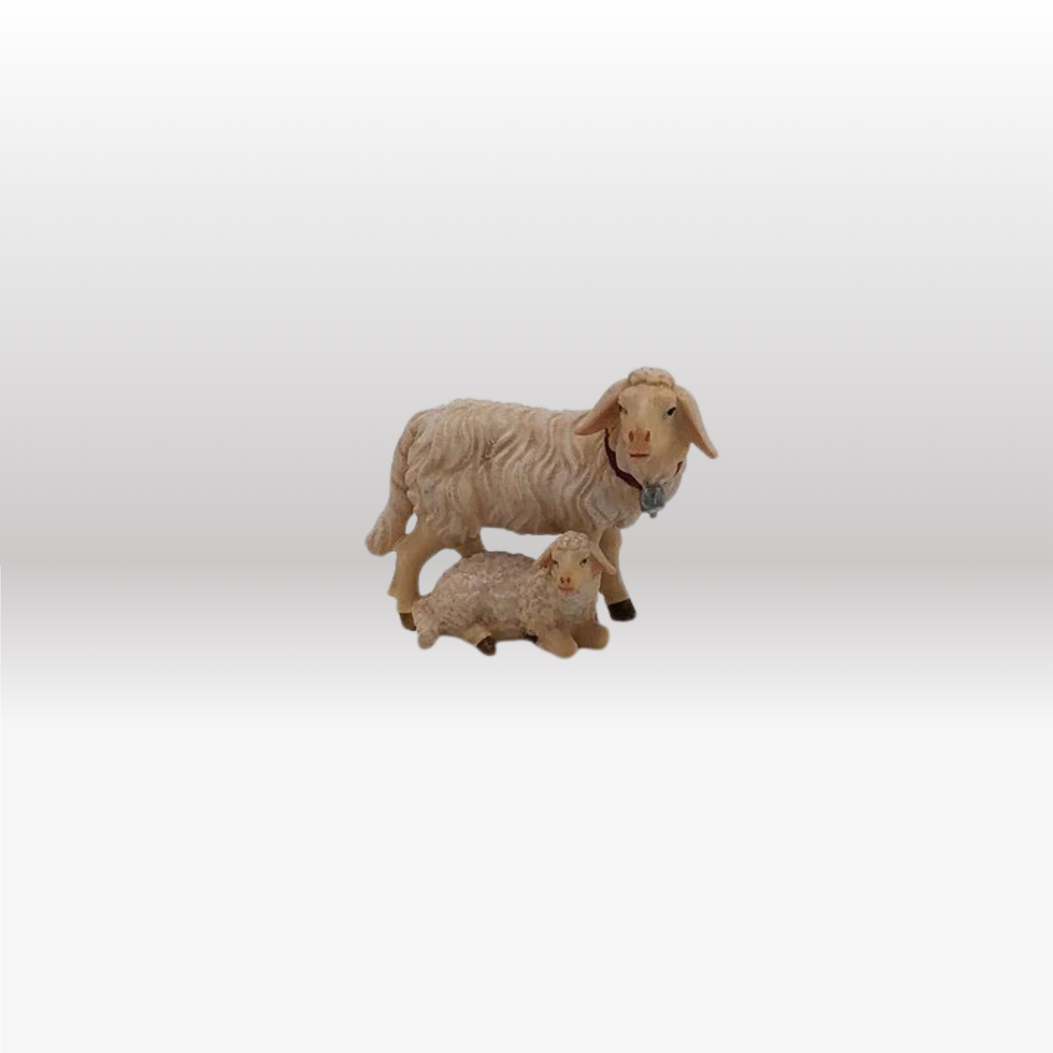 Schaf stehend und Lamm liegend Krippenfigur von Kostner-1