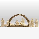 Krippenfiguren Set mit Stall Sternenschein dunkel mit Beleuchtung 14 Figuren von Leonardo natur