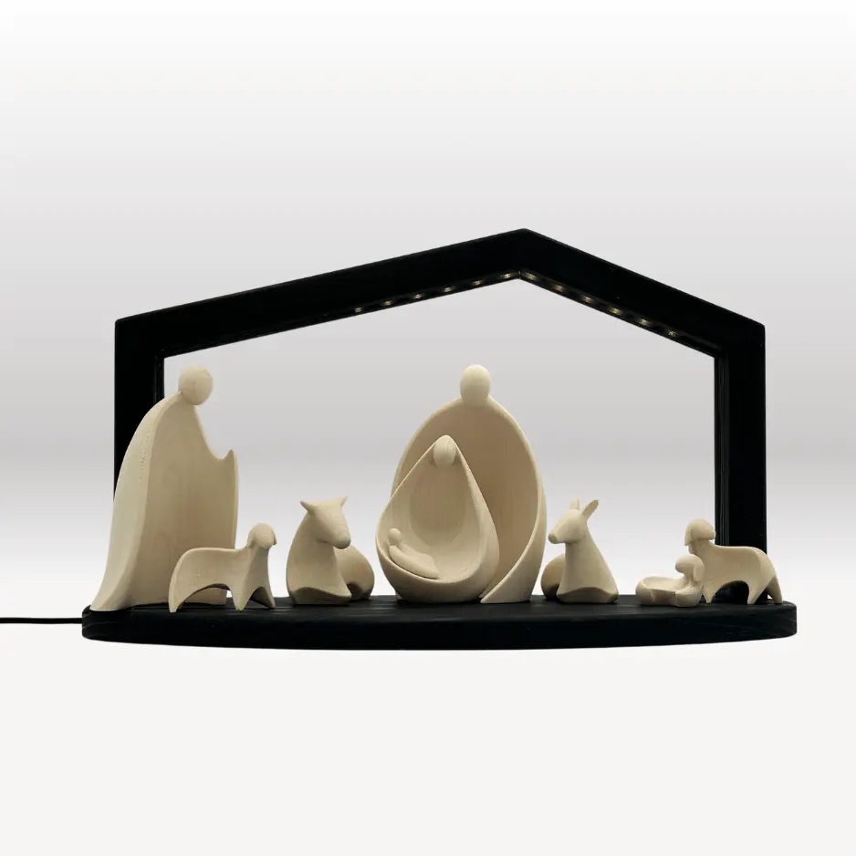 Krippenfiguren Set (8 Figuren) von Ambiente Design mit Stall "Akantus Design" black