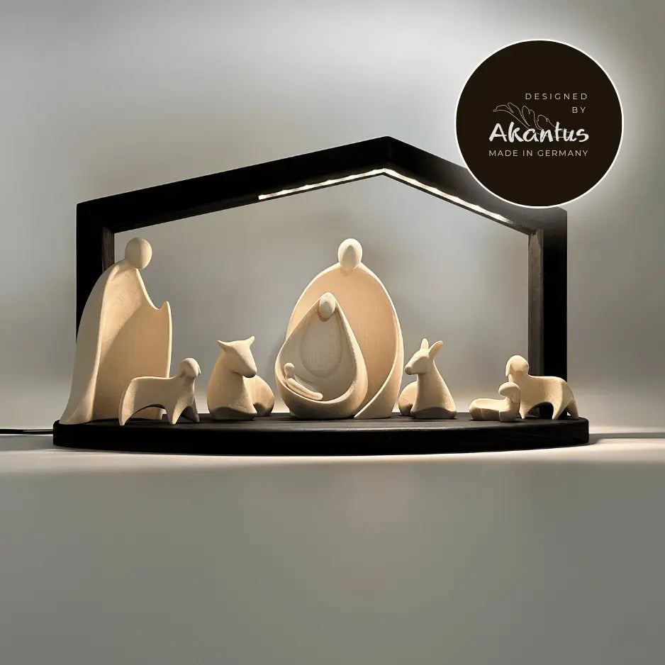 Krippenfiguren Set (8 Figuren) von Ambiente Design mit Stall "Akantus Design" black