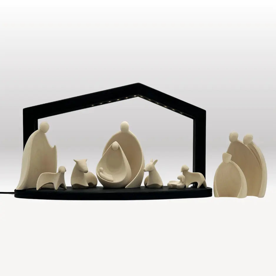 Krippenfiguren Set (10 Figuren) von Ambiente Design mit Stall "Akantus Design" black