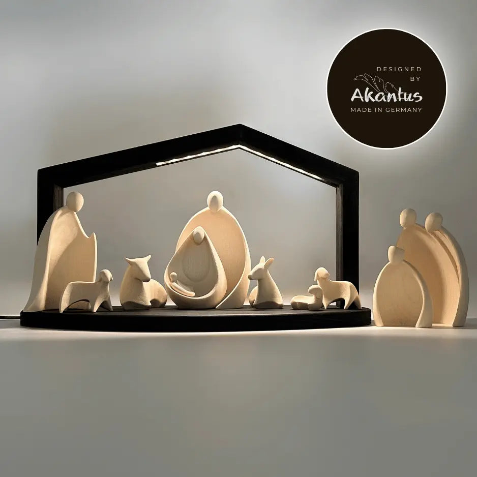 Krippenfiguren Set (10 Figuren) von Ambiente Design mit Stall "Akantus Design" black