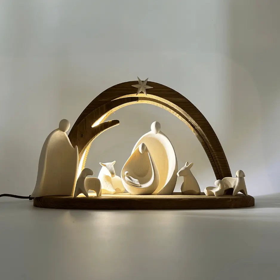 Krippenfiguren Set (8 Figuren) von Ambiente Design mit Stall "Leonardo"