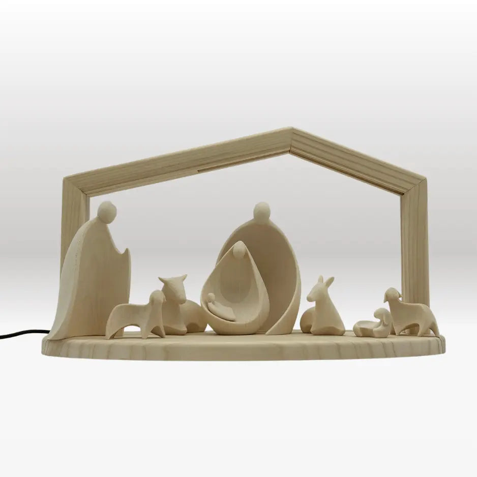 Krippenfiguren Set (8 Figuren) von Ambiente Design mit Stall "Akantus design" natur