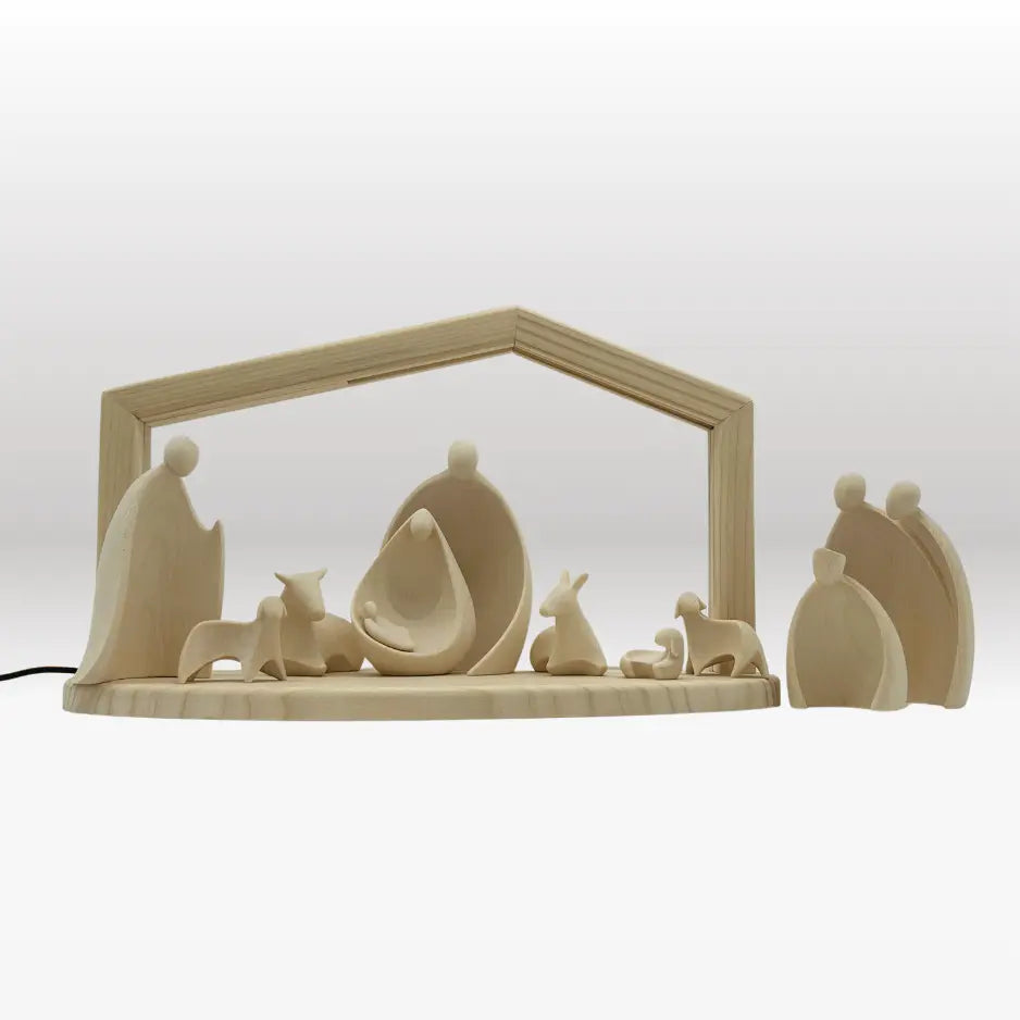 Krippenfiguren Set (10 Figuren) von Ambiente Design mit Stall "Akantus design" natur