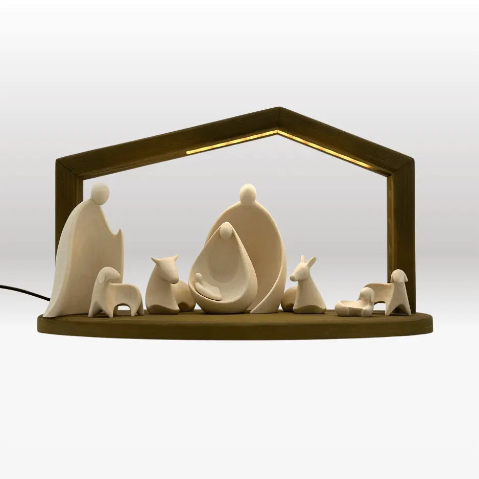 Krippenfiguren Set (8 Figuren) von Ambiente Design mit Stall "Akantus Design" brown