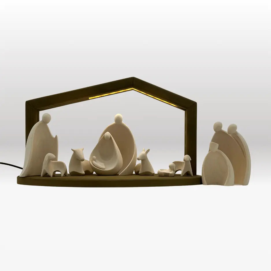 Krippenfiguren Set (10 Figuren) von Ambiente Design mit Stall "Akantus Design" brown