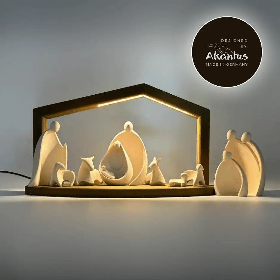 Krippenfiguren Set (8 Figuren) von Ambiente Design mit Stall "Akantus Design" brown