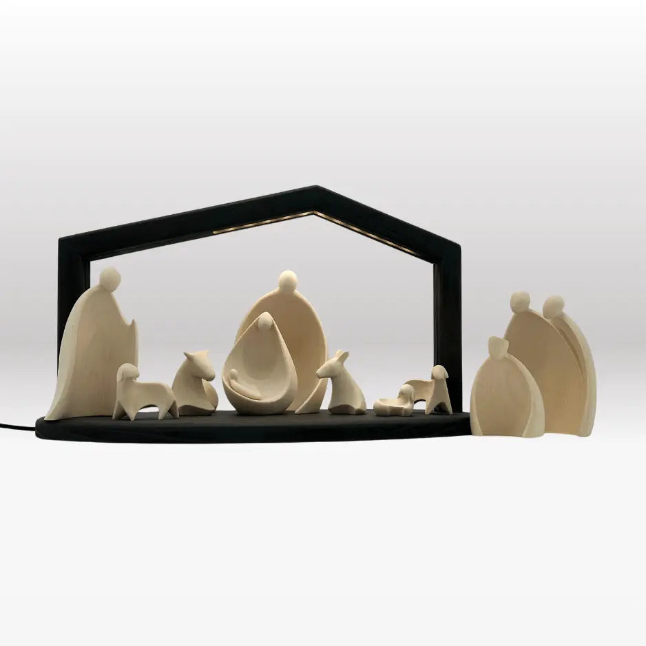 Krippenfiguren  Set (10 Figuren) von Ambiente Design mit Stall "Akantus Design" stone