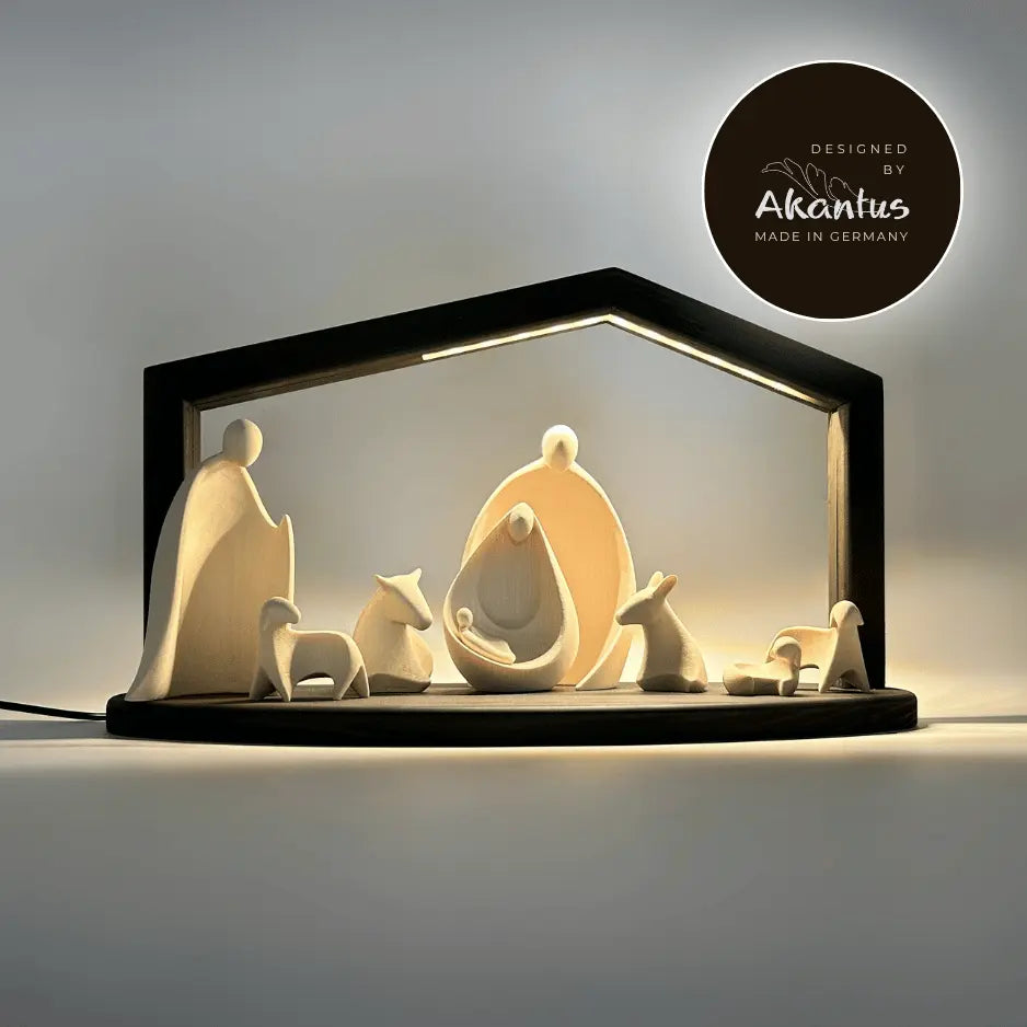 Krippenfiguren  Set (8 Figuren) von Ambiente Design mit Stall "Akantus Design" stone