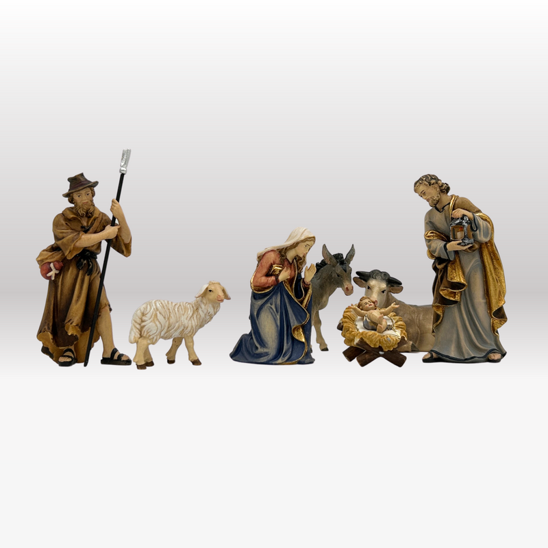 Krippenfiguren Set mit Stall Tradition 7 Figuren von Kostner