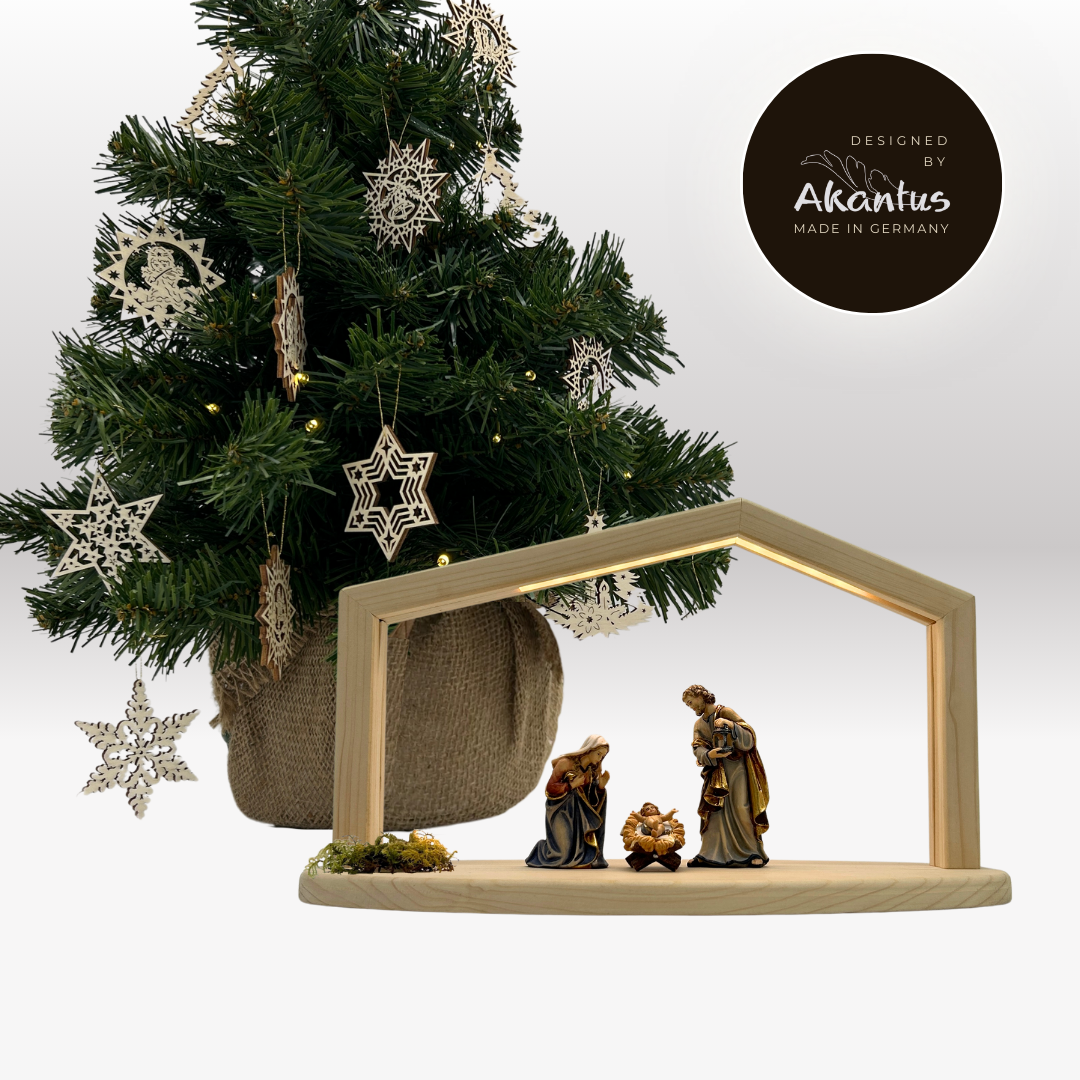 Adventskalender Nr. 3: Kostner Krippe mit Stall "Akantus Design" natur