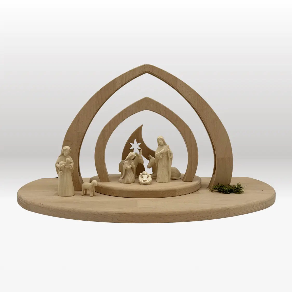 Krippenfiguren Set (7 Figuren) Akantus natur mit Krippenstall "Bethlehem"