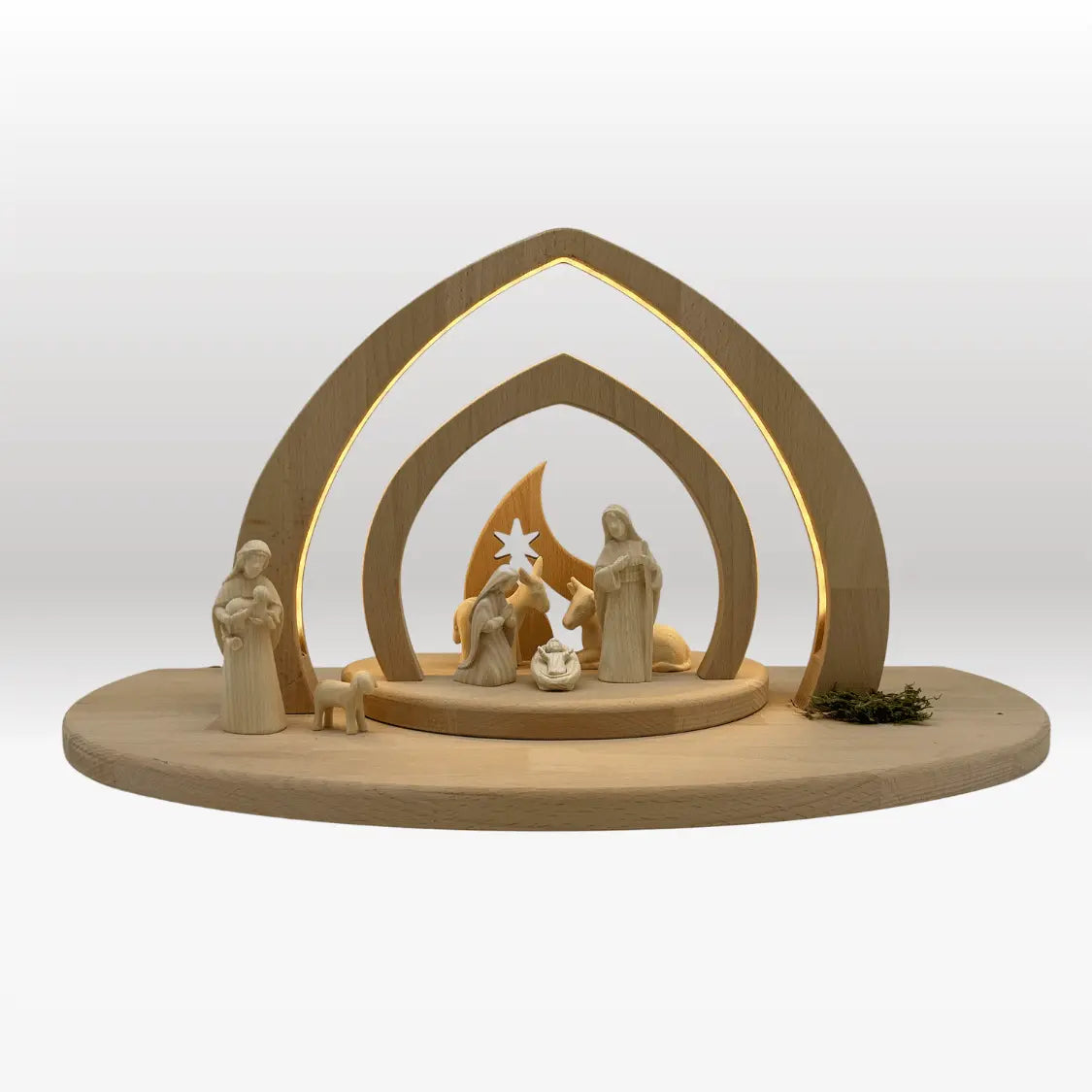 Krippenfiguren Set (7 Figuren) Akantus natur mit Krippenstall "Bethlehem"