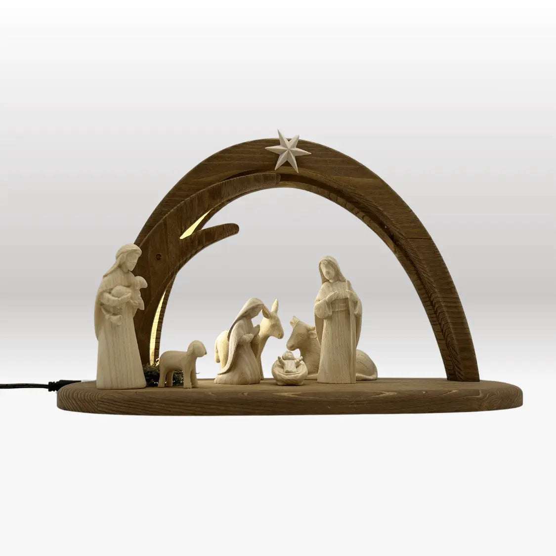 Krippenfiguren Set (7 Figuren) von Akantus natur mit Stall "Leonardo"