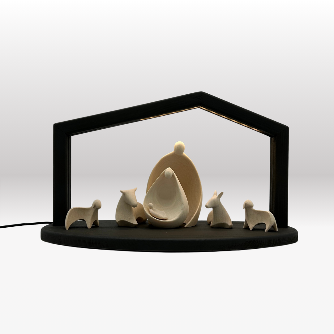 Krippenfiguren 6er Set Ambiente Design mit Stall "Akantus Design" stone