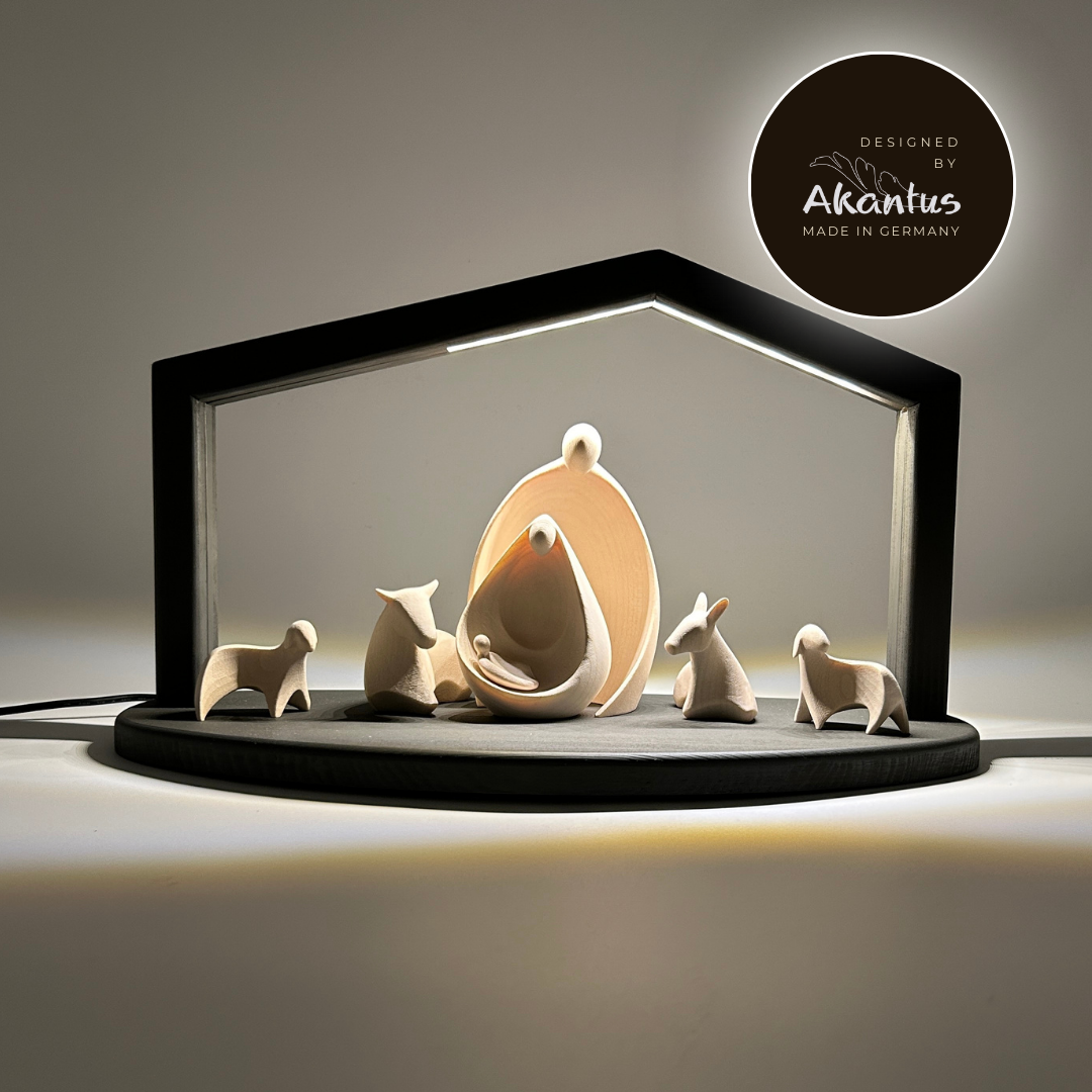 Krippenfiguren 6er Set Ambiente Design mit Stall "Akantus Design" stone