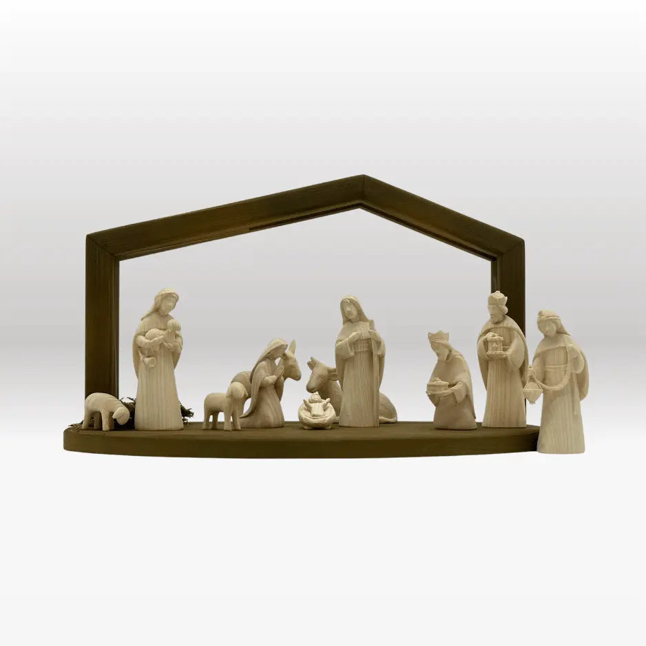 Krippenfiguren Set (11 Figuren) von Akantus natur mit Stall "Akantus Design" brown