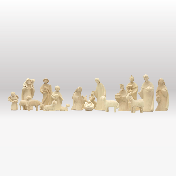 Krippenfiguren Set ohne Stall 18 Figuren von Leonardo natur