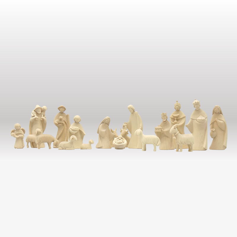 Krippenfiguren Set mit Stall Licht Groß 18 Figuren von Leonardo natur