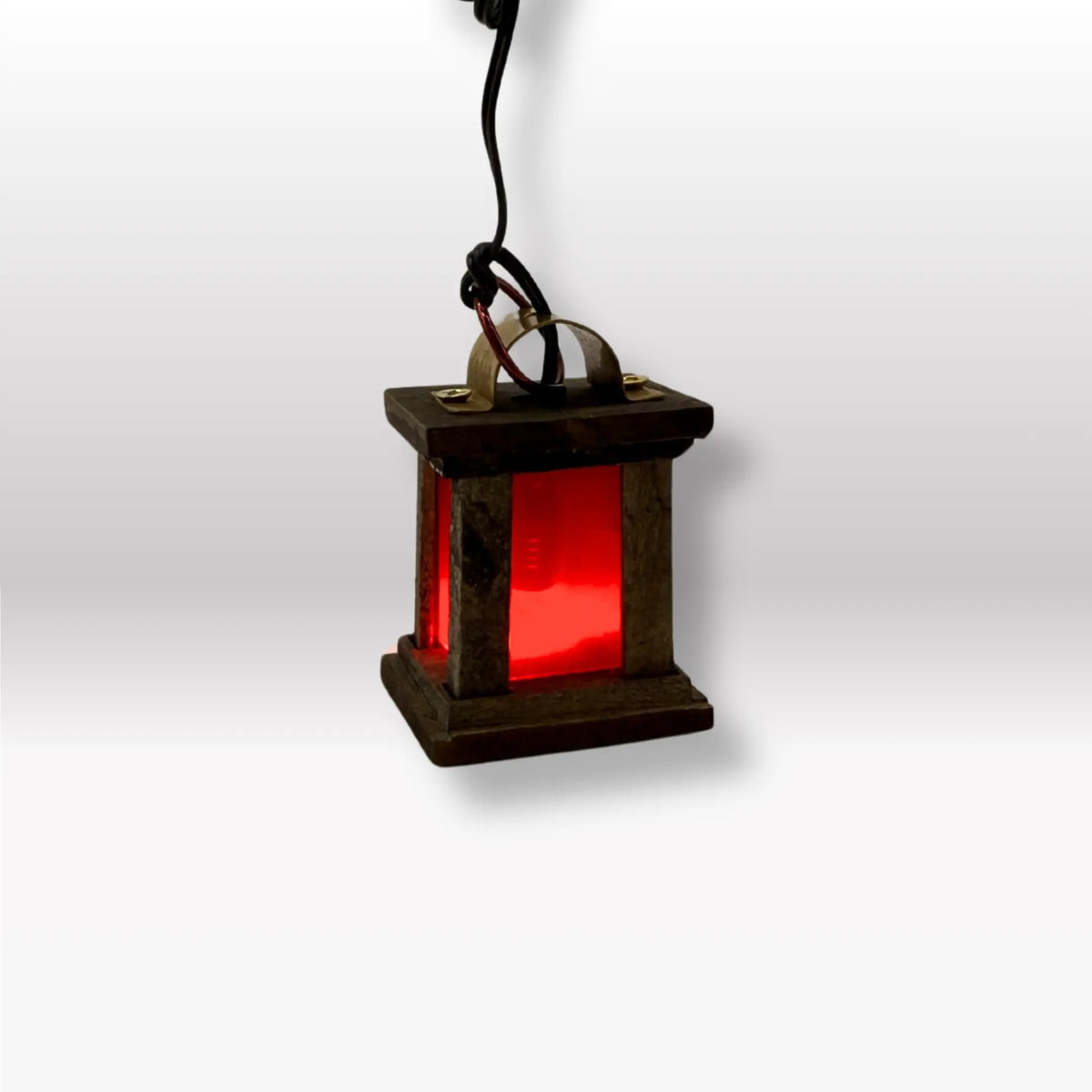 Holzlaterne rot LED