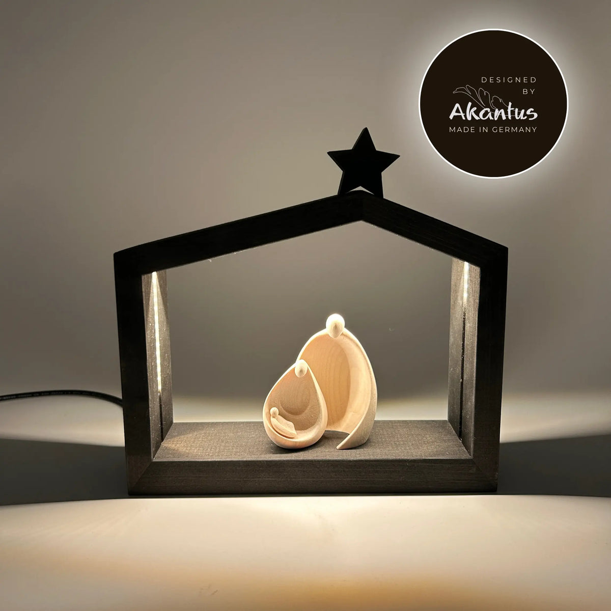 Heilige Familie (2 Figuren) von Ambiente Design natur mit Familienhaus: "Akantus Design" black