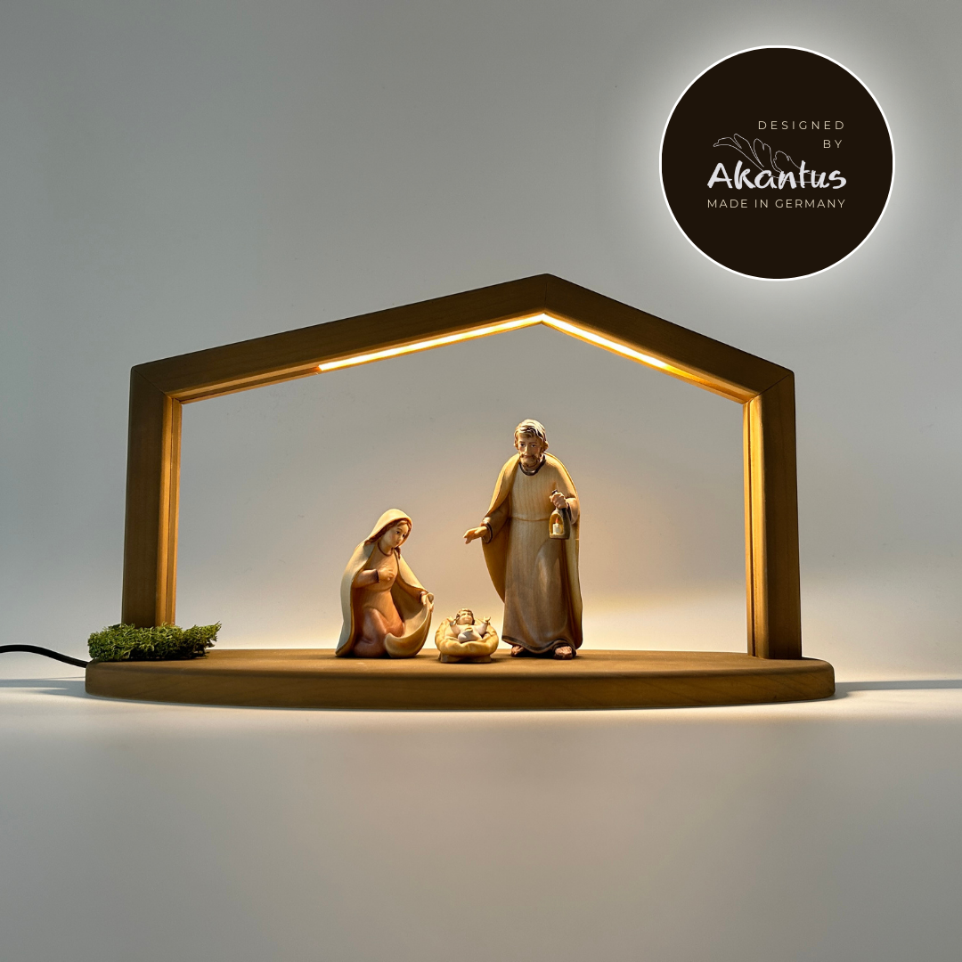 Heilige Familie 3er Set mit Stall "Akantus Design" brown von Artis