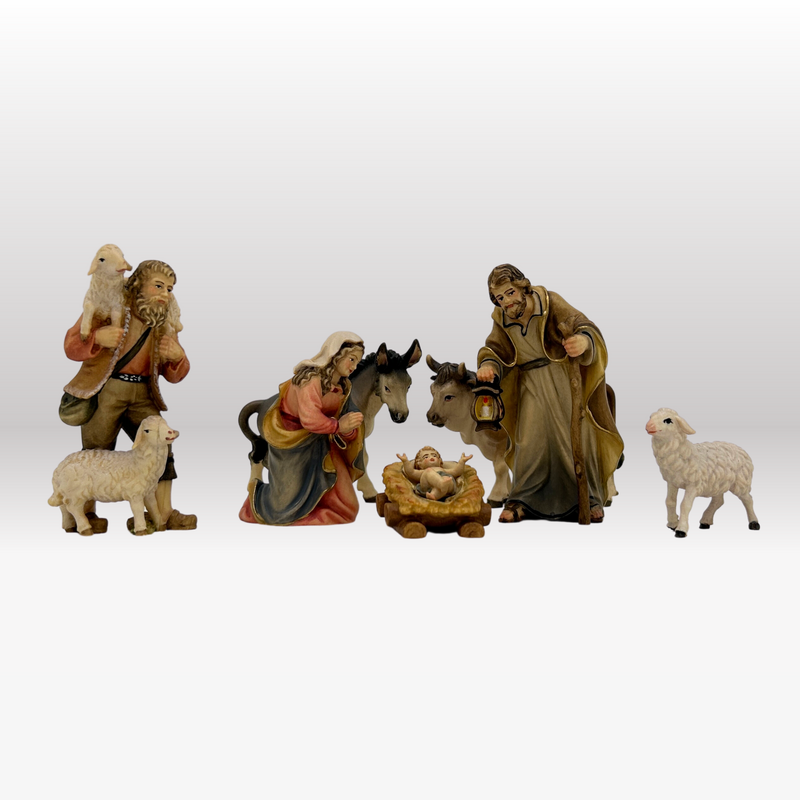 Krippenfiguren Set mit Stall Tradition 7 Figuren von Heimatkrippe
