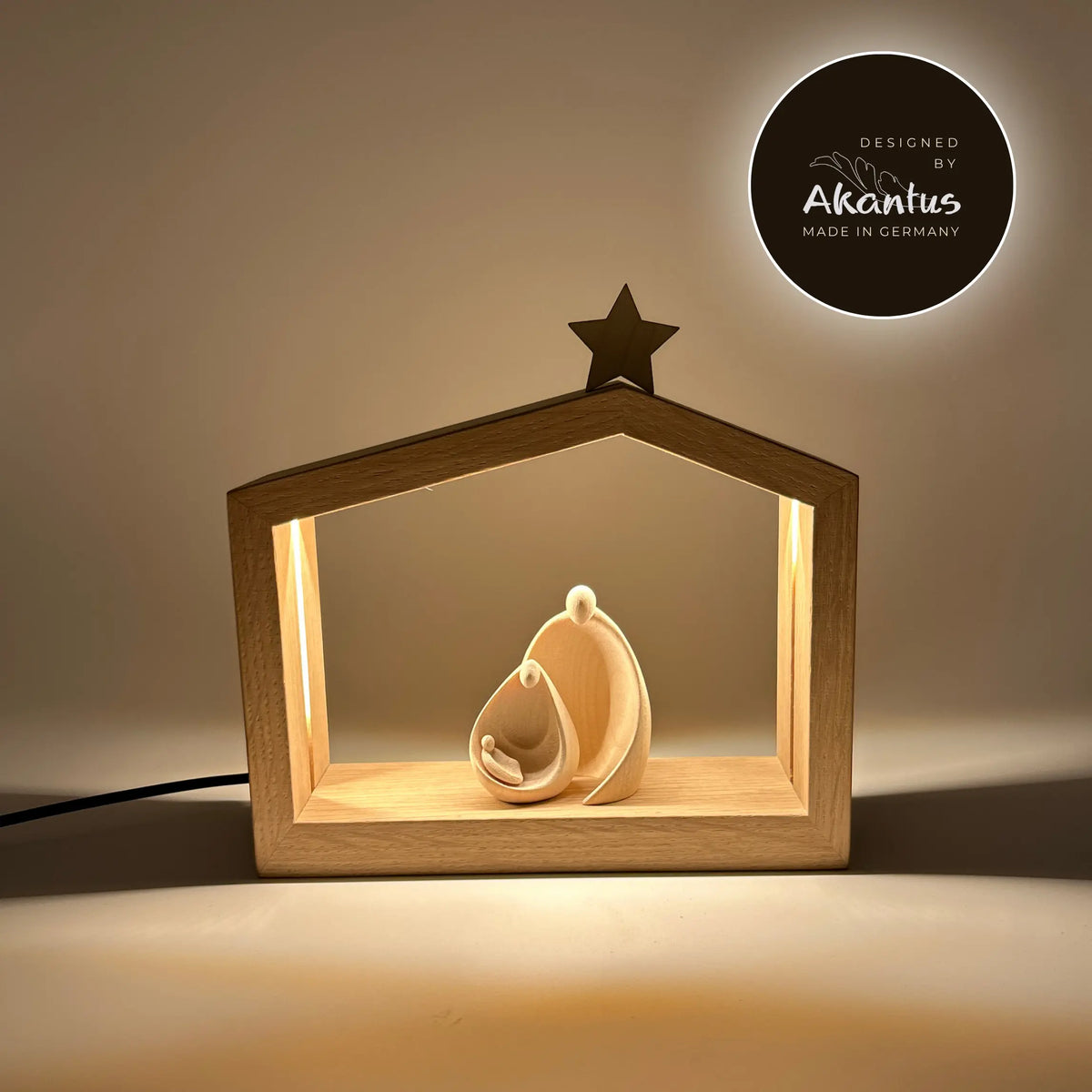 Heilige Familie (2 Figuren) von Ambiente Design natur mit Familienhaus: "Akantus Design" Eiche