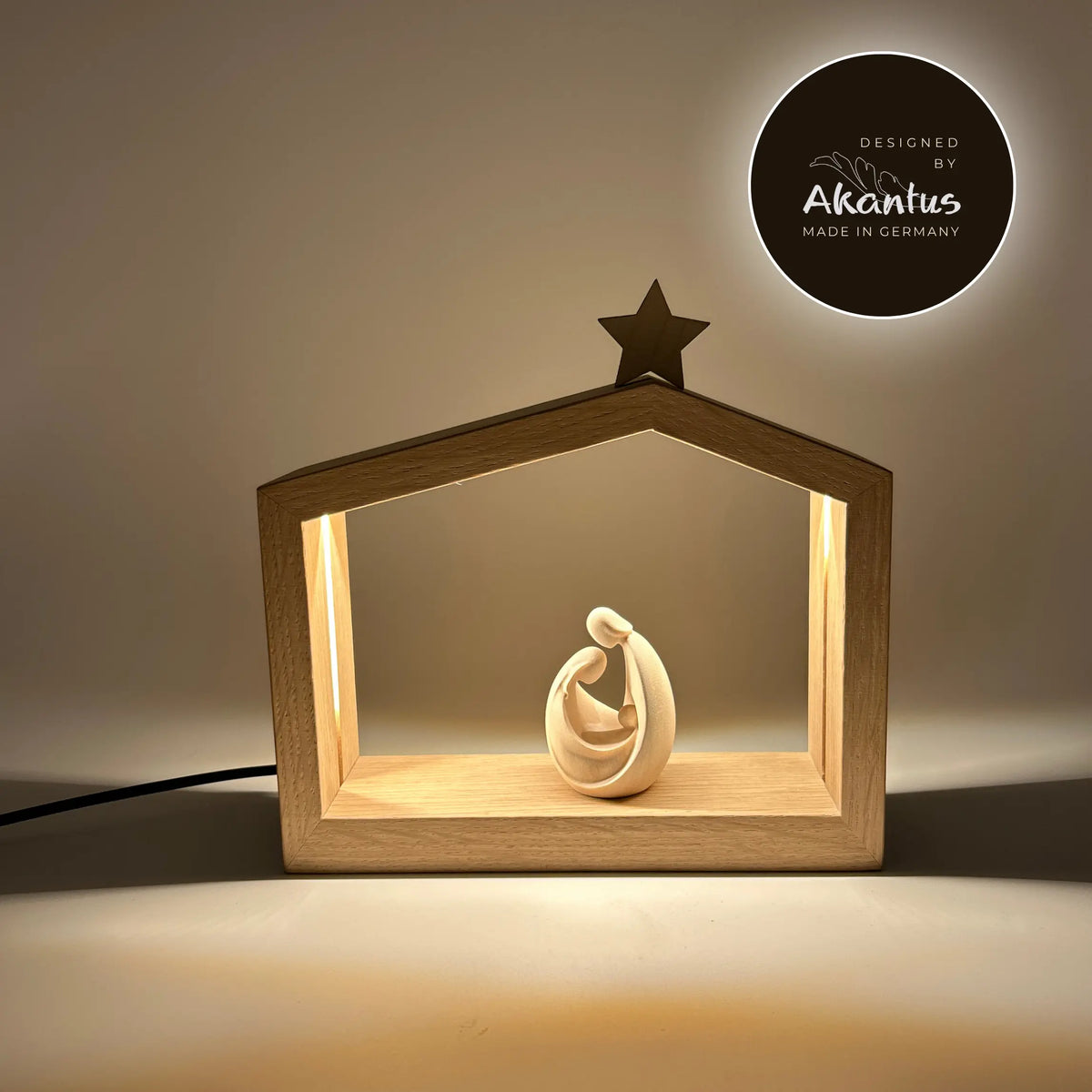 Blockkrippe "Art" Deco natur mit Familienhaus: "Akantus Design" Eiche