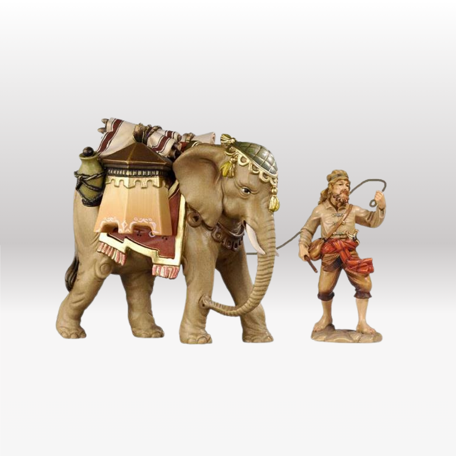 Elefantentreiber und Elefant mit Gepäck (3 Figuren) von Kostner