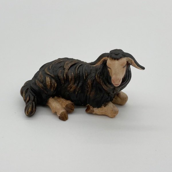 Schaf schwarz liegend Krippenfigur von Kostner Kostner